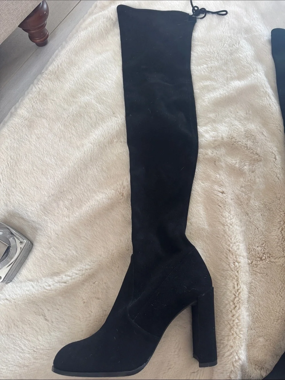 Stuart Weitzman Black Over‑The‑Knee Block Heel Boots